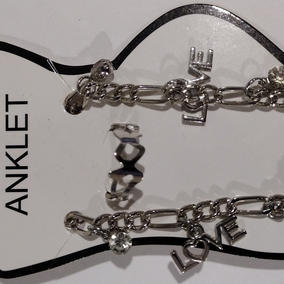 Silver-Tone Love word Anklet with Matching Toe Ring – Boho Festival Jewelry Set - Picture 6 of 8